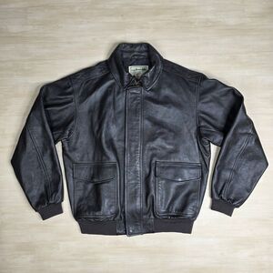 LL Bean Goatskin Leather Bomber Jacket Men's Brown Aviator Full Zip OMF44 Sz XL